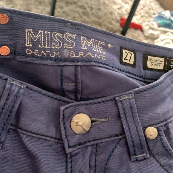 𝅺miss me Denim Brand Blue Skinny with Pocket Rhinestones Design US 27 - Picture 5 of 9